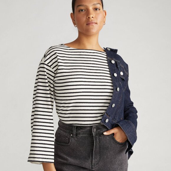 NWT UNIVERSAL STANDARD Montauk Breton Stripe Bell Sleeve Top Stripes Plus Sizes - Picture 2 of 4